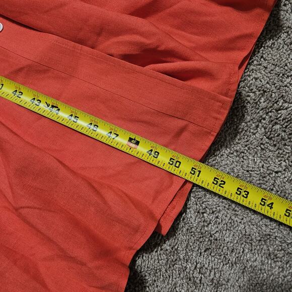 Vtg Linen Midi Dress Womens 11 Coral Button Up Modest Cottagecore Teacher Boho - Picture 8 of 8